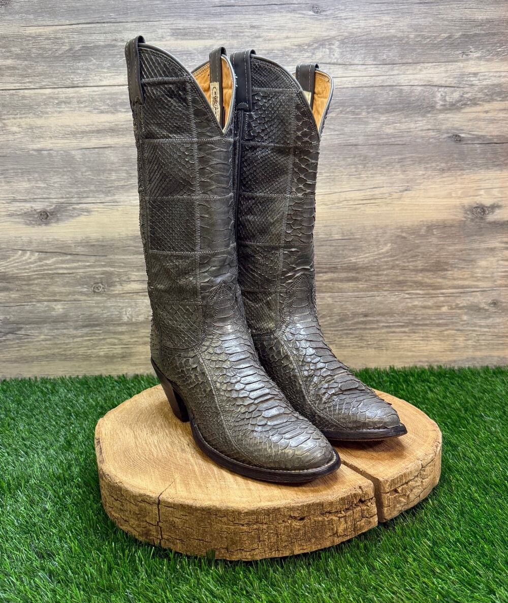 Nocona Men/Women - Size 6/7 - Vintage Gray Snakeskin Cowboy Boots E7599